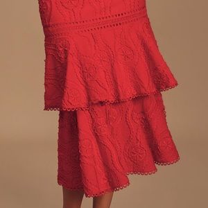 lulus red ruffle dress